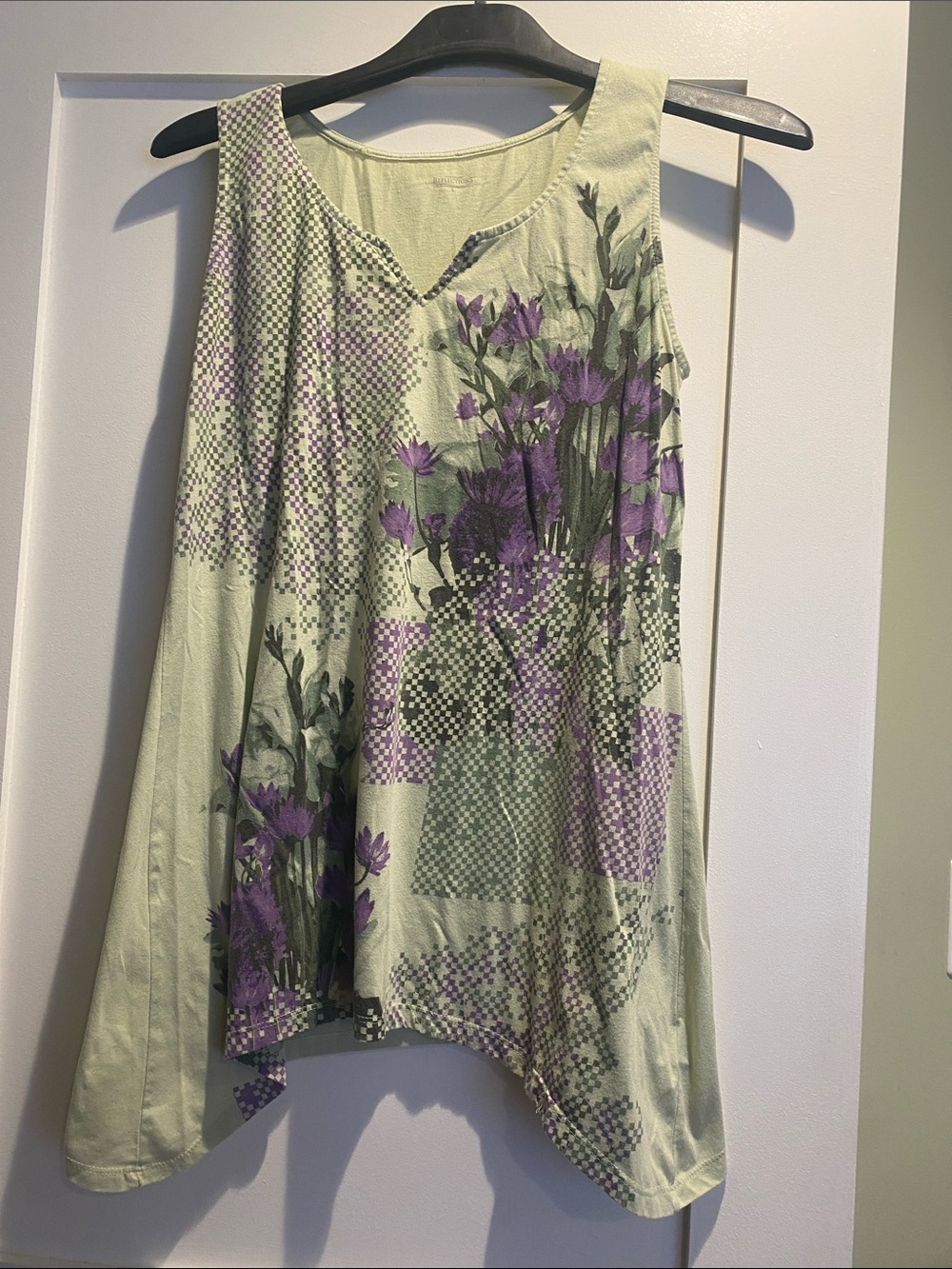 Northern Reflections Pale Green Tank Top with Subtle Purple Logo